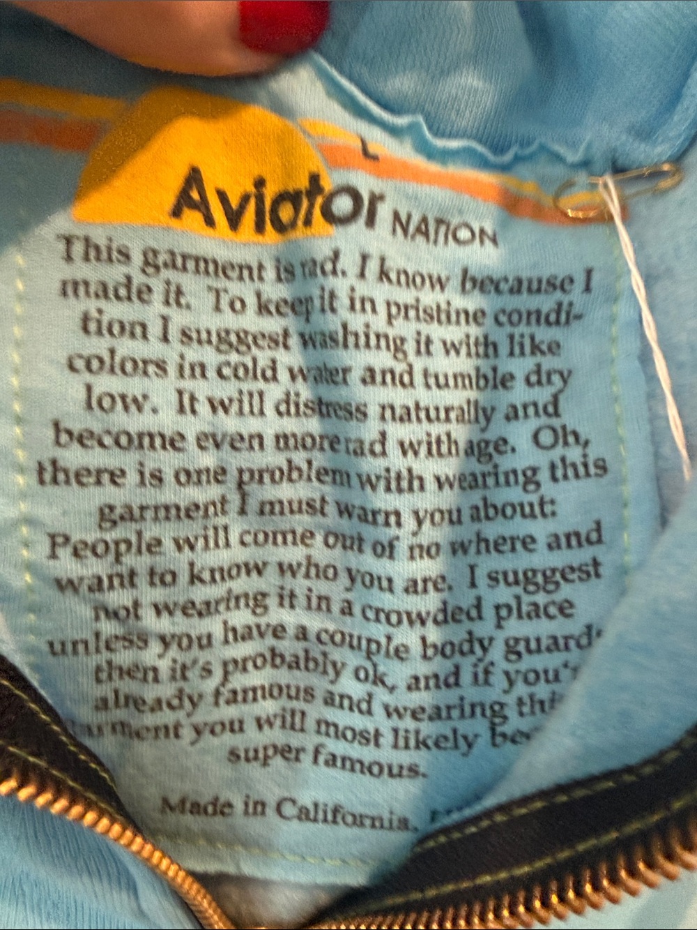 Aviator Nation Light Blue Hoodie with Yellow Logo Detail - Picture 2 of 5